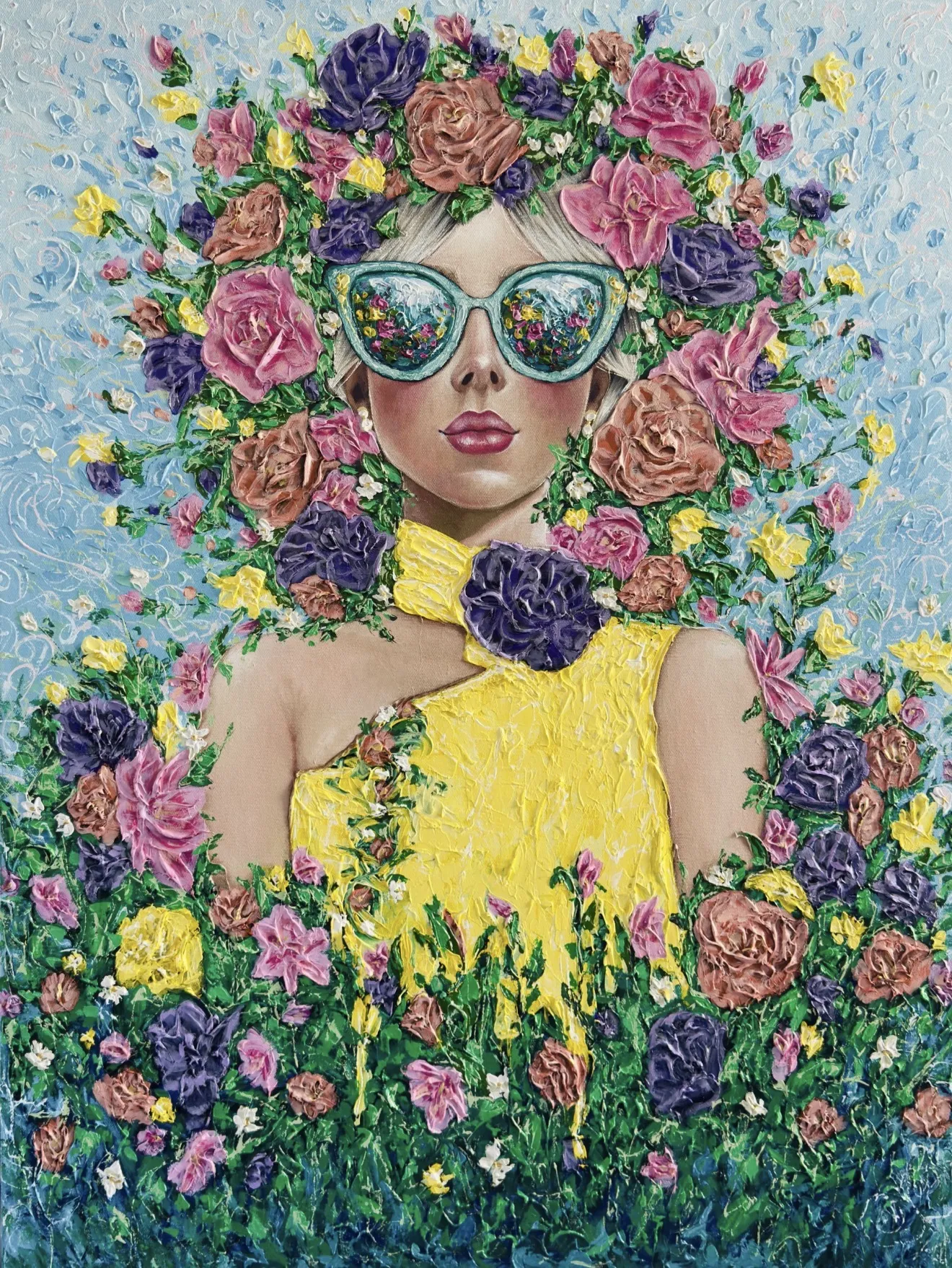 Bild von Majestät des Frühlings von Elena Adele Dmitrenko, Größe: 48 x 36 in, hergestellt aus pastoses Acryl auf Leinwand, Malerei Medium, aus Polen, Teil der Majestic Lady's Serie, zum Preis von $5200