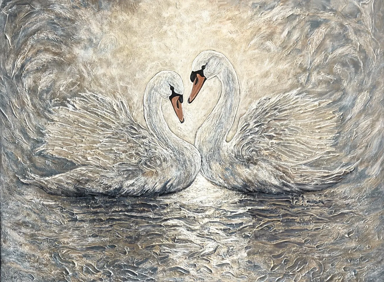 Imagen de El Vínculo de las Almas de Elena Adele Dmitrenko, tamaño: 36 x 48 in, hecho de acrílico impasto sobre lienzo, medio Pintura, de Polonia, parte de la serie Lazo de almas, con un precio de $4200