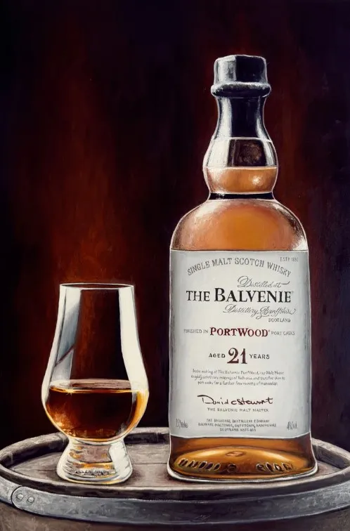 Bild von The Balvenie von Elena Adele Dmitrenko, Größe: 36 x 24 inches, hergestellt aus Acryl auf Leinwand, Malerei Medium, aus Polen, Teil der Stillleben Serie, zum Preis von $3600