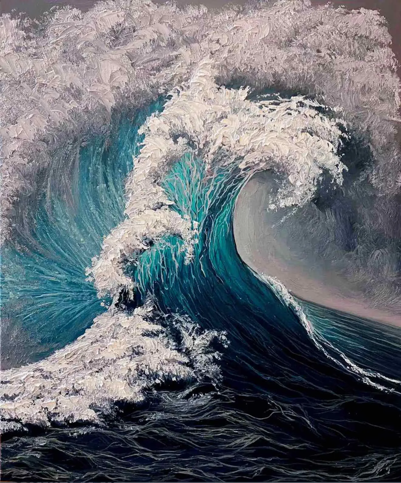 Bild von Storm von Elena Adele Dmitrenko, Größe: 60 x 50 cm, Malerei Medium, Teil der Ozean Serie, zum Preis von $980