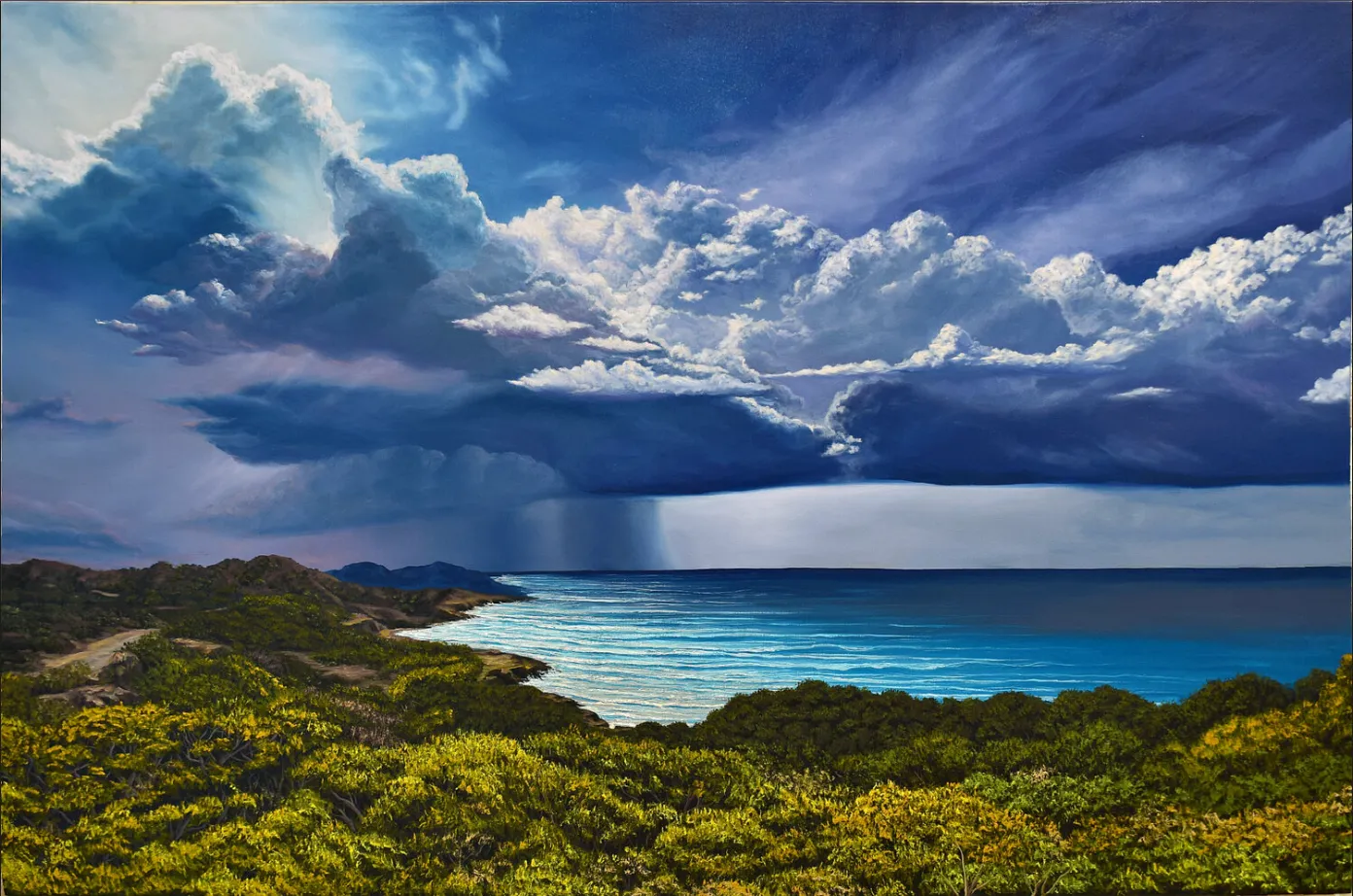 Bild von Der Ort meiner Träume von Elena Adele Dmitrenko, Größe: 40 x 60 in, 100 x 150 cm, hergestellt aus Acryl auf Leinwand, Teil der Ozean Serie, zum Preis von €5800