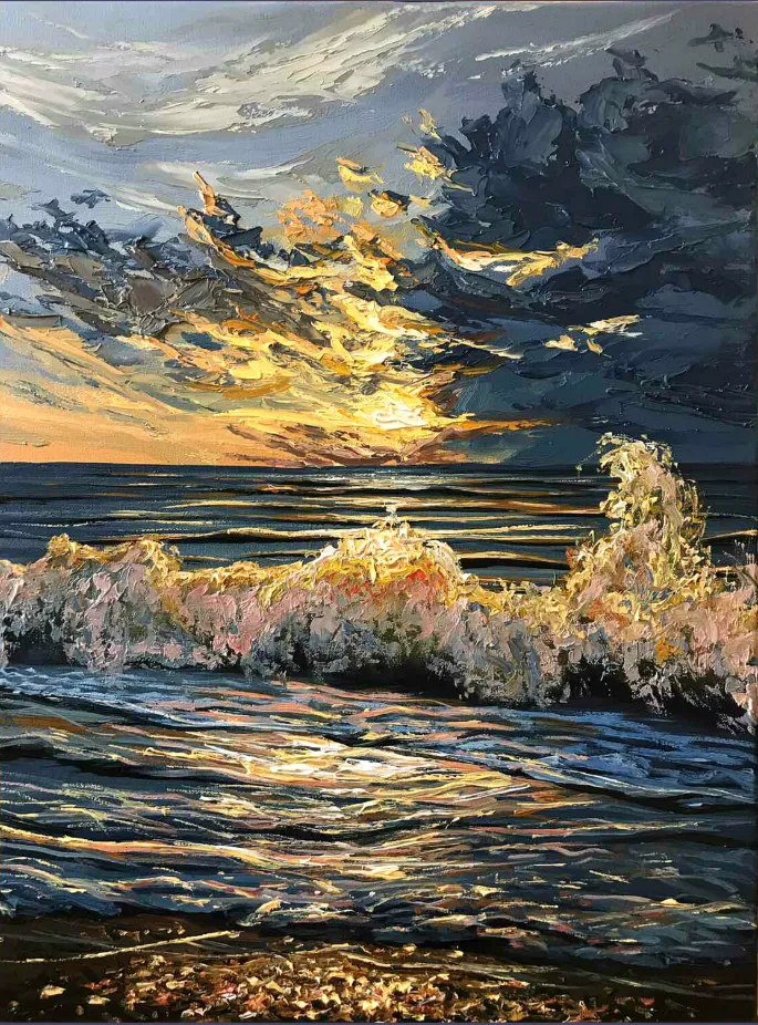 Bild von Goldener Sonnenuntergang von Elena Adele Dmitrenko, Teil der Ozean Serie
