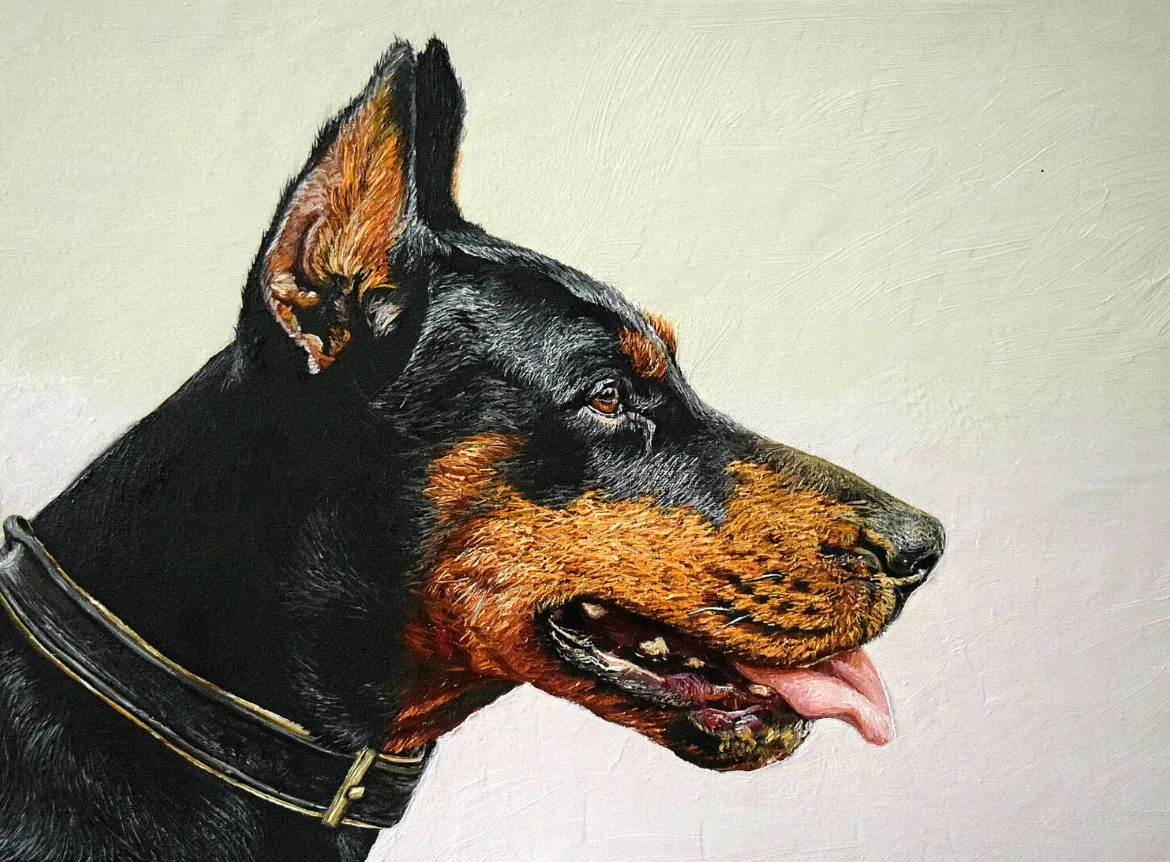 Bild von Dobermann von Elena Adele Dmitrenko, Teil der Tiere Serie, zum Preis von €1200