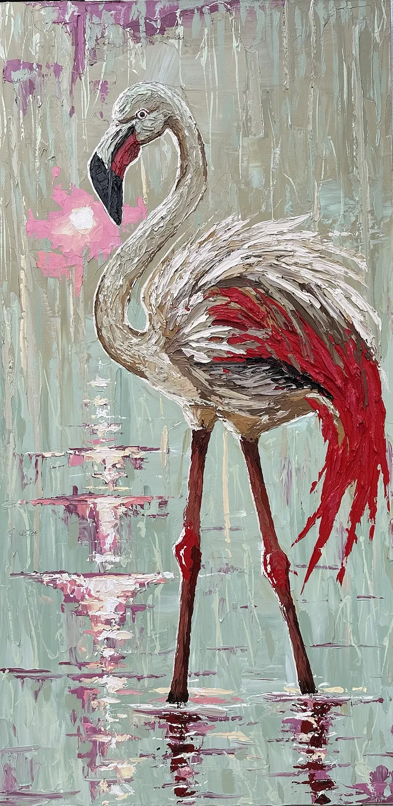 Bild von Grüner Flamingo von Elena Adele Dmitrenko, Teil der Florida Style Serie